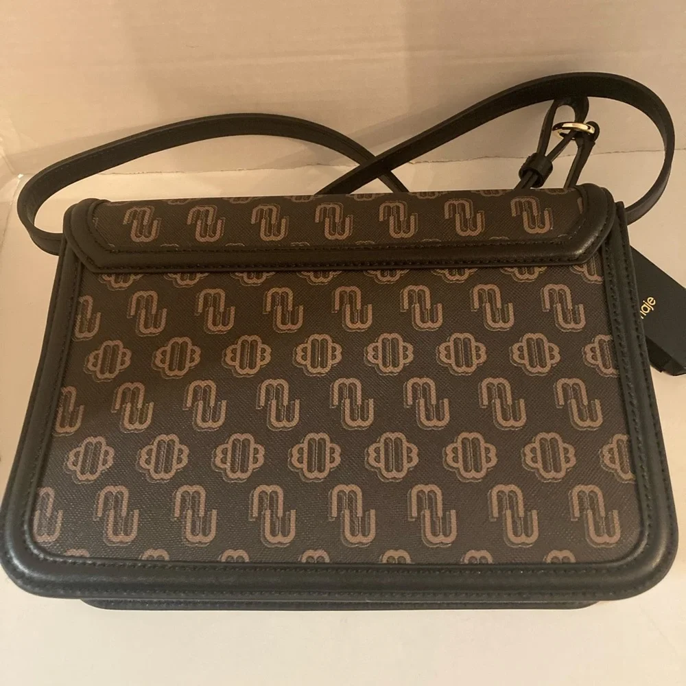 MAJE Clover Clasp Canvas Bag with Leather trim.